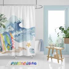 Waves Shower Curtains Surf Bathroom
