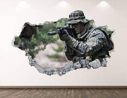 Soldier Wall Decal War Camo 3d Smashed