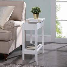 Homestock White Narrow End Table With