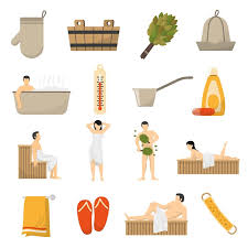 Free Vector Bath Sauna Spa Flat Icons Set
