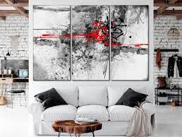 Splatter Wall Art Black White Red