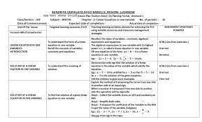 Mathematics Lesson Plan For Class 8