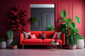Apartment Living Room With Red Sofa