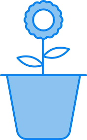 Flower Pot Flat Icon In Blue And White