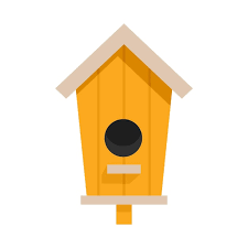 Cute Bird House Icon Flat Ilration