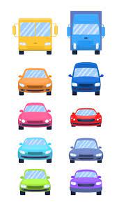Cartoon Color Cars Sign Icon Set