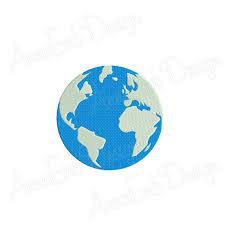 Earth Globe Embroidery Design