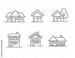 Set Of House Icon With Simple Line