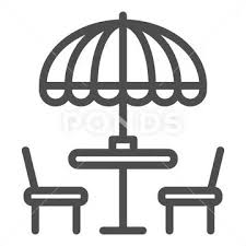 Chairs And Table With Umbrella Line