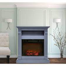 Cambridge Sienna 34 In Electric Fireplace W 1500w Log Insert And Slate Blue Mantel