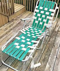 Vtg Lawn Lounge Chair Webbed Folding