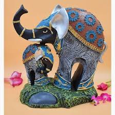 Trunk Mother Baby Elephant Statue