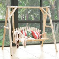 Wellfor 2 Person Solid Wood Patio Swing