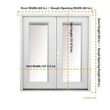 Jeld Wen 60 In X 80 In Left Hand Inswing Low E 1 Lite Primed Steel Double Prehung Patio Door With Internal Blinds
