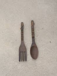 Giant Wooden Fork And Spoon Wall Decor