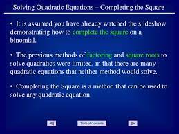 Ppt Solving Quadratic Equations