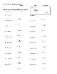 One Step Equation Practice One Step