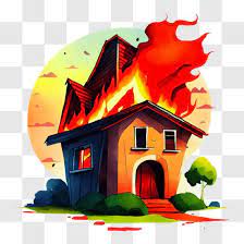 Burning House With Flames And Smoke Png