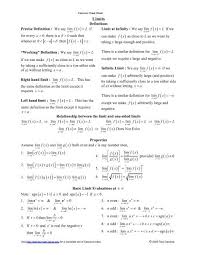 Calculus Limits Cheat Sheet Pauls