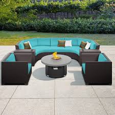 Fire Pit And Aruba Blue Cushions