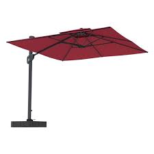 Red Offset No Tilt Patio Umbrella