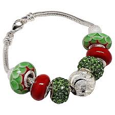 Red And Green Signature Charm Bracelet Sterling Silver And Murano Glass Charm Beads