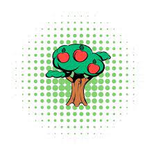 Apple Tree Comics Icon Garden Symbol On