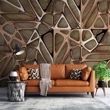 Gold Geometric Wallpaper Living Room