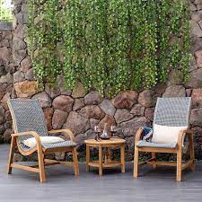 Cambridge Casual Auburn Unfinished Wood Solid Teak Outdoor Lounge Chair Free Lumbar Pillow