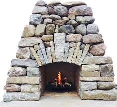 Rustic Stone Fireplace With Flames