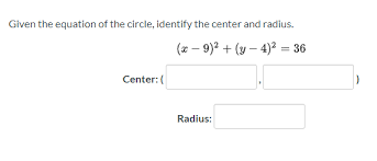 Solved Given The Equation Of The Circle