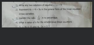 1 Write Any Two Solutions Of Equation