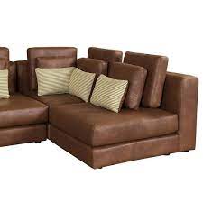 112 7 In Armless Palomino Fabric Large Modular Sectional Sofa In Brown With Ottoman