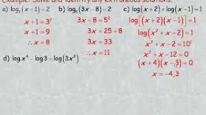 Solving Logarithmic Equations Examples