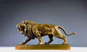 Vintage Bronze Lion Sculpture Louis