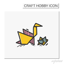 Origami Hand Draw Color Icon Handmade