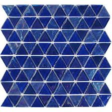 Tesoro Triangle Cobalt Stone Glass Mosaic