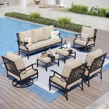 Beige Cushions 2 Swivel Chairs