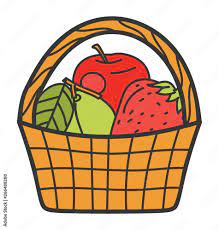 Fruit Basket Icon In Doodle Design