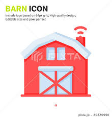 Barn Icon Vector With Flat Color Style