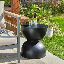 17 75 In H Multi Functional Mgo Composite Black Outdoor Side Table Or Garden Stool Or Planter Stand