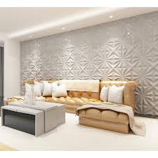 Art3dwallpanels 19 7 In X 19 7 In 32 Sq Ft White Pvc 3d Wall Panel Star Textured For Interior Wall Decor Pack Of 12 Tiles