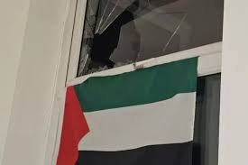 Window Displaying Palestine Flag