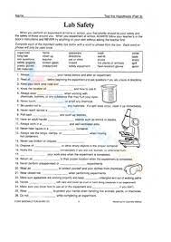 Grade 9 Lab Safety Worksheets