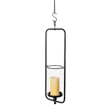 Glass Hanging Hurricane Candle Sconce