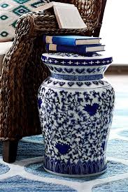 Blue White Garden Stools