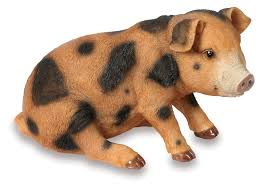 Black Baby Pig Garden Ornament