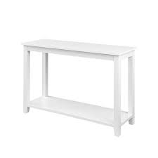 47 5 In Solid White Wood Simple Rectangle Composite Console Table With Lower Shelf