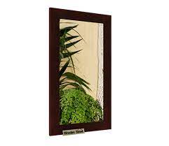 Groove Mirror With Frame Walnut Finish