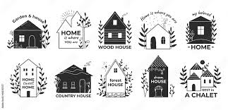 Home Doodle Logo Hand Drawn Country